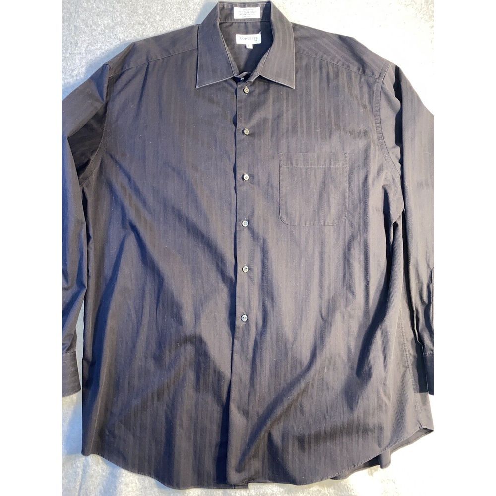 Concepts By Claiborne Men‎ Black Button Down Shirt Men's 17.5 36-37 - Picture 3 of 5